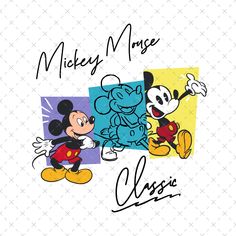 the mickey mouse class logo is shown in black and white, with two cartoon characters