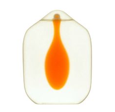 an orange and white glass object on a white background