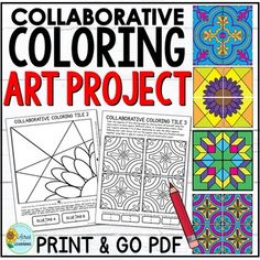 an art project for kids to color with the words, collaborate and print on it