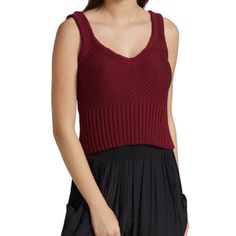 Brand New With Tag! Red Knit V-neck Top, Red Knitted V-neck Top, Chic Red Knit Top For Fall, Fitted Burgundy Knit Tops, Casual Burgundy Knit Top, Elegant Red Knit Top, Fitted Red Knit Top, Casual Red Fine Knit Top, Red Textured Knit Top