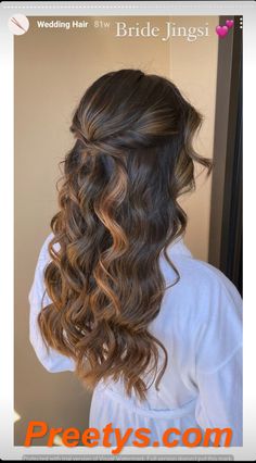 Curly Magic: Top Prom Hairstyle Trends 202 Preetys.com Top Bridal Hairstyles 2023, Curly Hair Up Half Down, Half Up Half Down Wavy Hair Prom, Hairstyles For Damas Quinceanera Simple, Wedding Guest Hairstyles Medium Half Up, Hair Styles For Strapless Dress, Tea Party Hairstyles, Curled Prom Hair, Short Hair Colors