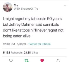 the tweet is posted to someone about their tattoos and it looks like they're