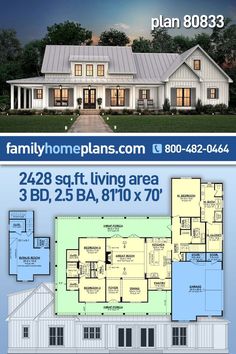 two story house plans with an open floor plan and three bedroom, one living area