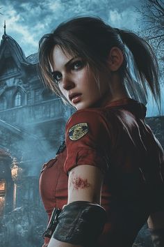 #wallpaper #aesthetic #residentevil #art Claire Redfield Wallpaper Iphone, Claire Redfield Wallpapers, Resident Evil Red Aesthetic, Biohazard Aesthetic, Resident Evil Wallpapers, Resident Evil Wallpaper, Claire Redfield Re2 Original, Evil Wallpaper, Resident Evil Retribution Jill Valentine