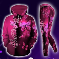 Butterfly Light Pink All Over Print Leggings Hoodie Set Outfit For Women   Hts1030 Shipping from the US. Easy 30 day return policy, 100% cotton, Double-needle neck, sleeves and hem; Roomy Unisex Fit. Fitted Sports Hoodie With Letter Print, Fitted Activewear With Drawstring Hood For Streetwear, Comfortable Fit Long Sleeve Activewear For Spring, Comfort Fit Spring Activewear With Long Sleeves, Fitted Long Sleeve Pink Hoodie, Pink Winter Sportswear Activewear, Casual Hooded Winter Activewear, Fitted Pink Hoodie For Streetwear, Fitted Pink Hoodie For Spring