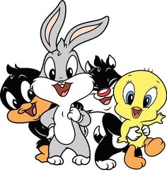 three cartoon animals standing next to each other