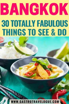 the cover of bangkok's 30 totally fabulous things to see and do book with text overlay