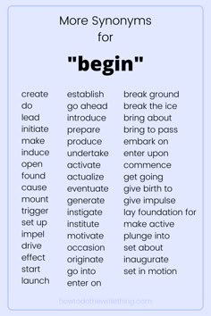 a poster with words that say more syonyns for beginners