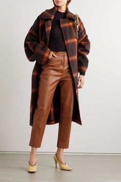 Stella Mccartney Coat, Leather Trousers, Winter Fashion Outfits, Pants Outfit, Net A Porter, Straight Leg Pants