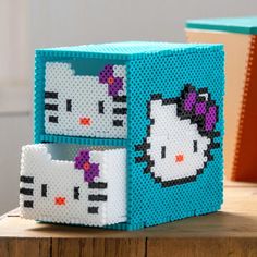 two legos made to look like hello kitty boxes