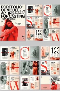 an image of a magazine cover with many different pages on it, including the front and back