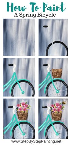 how to paint a bicycle with flowers in the basket