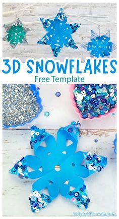 Snowflake Activities, Paper Craft Ideas For Kids, 3d Snowflake, Winter Bulletin, Children Church, Snowflakes Art, Diy Paper Flowers, Paper Bird, 3d Snowflakes