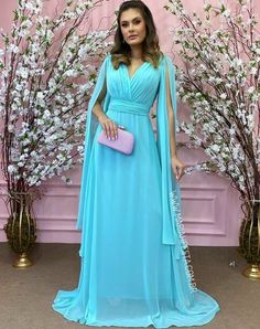 Blue Sheath Chiffon Mother of Bride and Groom Dress Evening Dress sold by Wedding store on Storenvy Gown Frock Design, Midi Gown, Midi Gowns, Soiree Dress, Net Lace, Groom Dresses, Frock Design, Long Wedding Dresses, Indian Fashion Dresses