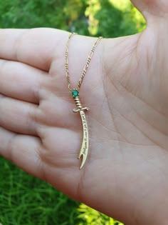 Solid 14K Gold Zulfikar Sword Pendant With Emerald Diamonds. - Etsy Imam Ali Necklace, Zulfiqar Pendant, Zulfiqar Necklace, Modest Jewelry, Different Eyeliner Styles, Finger Henna Designs, Islamic Jewelry, Unique Wedding Decor, Gold Rings Fashion