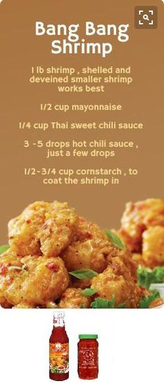 the menu for bang bang shrimp