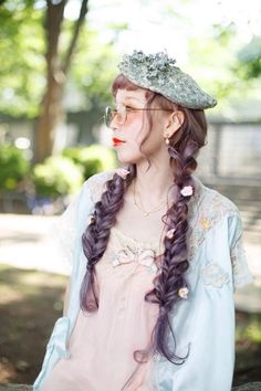 So elegant and feminine. Mori Kei Hair, Dolly Room, Larme Kei Aesthetic Outfit, French Girly Kei, Natural Kei, Whimsical Witch, Larme Kei, Spring Fairy Kei Dress With Ruffles