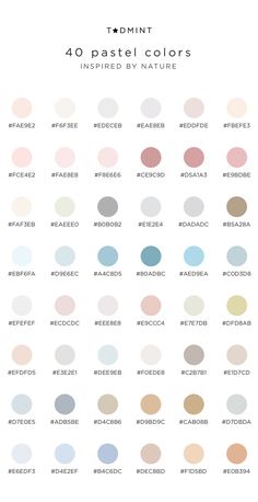 8 Pastel Color Palettes Inspired by Nature – TADMINT Hex Color, Hiasan Bilik Tidur, Pantone Colour Palettes, Hex Color Palette, Color Schemes Colour Palettes, Hex Color Codes, Pastel Colour Palette, Kraf Diy, Color Palette Design