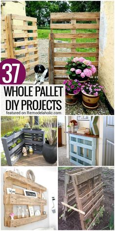 several different types of pallet projects with text overlay