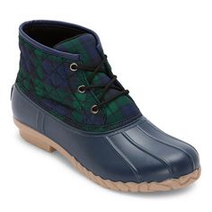 Outfit your outdoor adventures in cooler weather with St. John's Bay women's Denton classic duck boot. These lace-up rain boots provide a generous amount of protection thanks to the water-resistant rubber outsole, complete with the brand's embossed logo at the back. Not to be intended to be worn as a snow boot and not designed to be submerged in water.Upper portion of the shoe is not waterproof.Waterproof on the rubber duck shell and not above the seam.Not designed to be submerged in water.Closure Type: Lace-UpShaft Circumference: 10 InchesBoot Shaft Height: 5 1/2 InchesShoe Heel Height: 3/4 InchUpper/Outer Base Material: 100% NylonShoe Lining Material: SyntheticSole Material Content: 100% SyntheticToe Type: Round Toe, Closed ToeHeel Style: Flat HeelCountry of Origin: Imported Insulated Lace-up Boots For Outdoor Fall Activities, Insulated Lace-up Boots For Fall Outdoor Activities, Casual Navy Boots For Outdoor, Insulated Rain Boots For Fall Outdoor Activities, Casual Rain Boots For Outdoor Work, Insulated Rain Boots With Round Toe For Fall, Blue Outdoor Boots For Fall, Fall Ankle Rain Boots For Outdoor, Casual Rain Boots For Fall Outdoor Activities