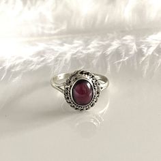 Dainty, modern and filigree silver ring with real garnet. Material: Silver 925 stamped. Size: 55 Gemstone: approx. 8 x 6 mm. The item comes beautifully and lovingly packaged. Engagement Ring Gemstone, Silver Engagement Rings, Ring Gemstone, Gemstone Engagement Rings, Silver Filigree, Ring Engagement, Rings For Her, 925 Silver Rings