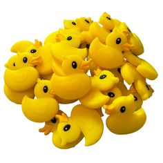 a group of yellow rubber ducks sitting next to each other