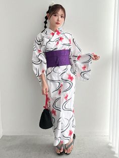 Japanese Style Printed Yukata With Net Pattern & Tassel Waistband Set, Improved Version Multicolor Casual  Long Sleeve Woven Fabric Colorblock,Tribal,All Over Print  Non-Stretch  World Apparel, size features are:Bust: ,Length: ,Sleeve Length: Yukata Women, Cute Kimonos, Mini Skirt Fashion, Yukata Kimono, Casual Kimono, Japanese Dress, Beautiful Kimonos, Printed Sleeveless Top, Estilo Hip Hop