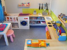 a child's playroom with toys and other items on the table in it