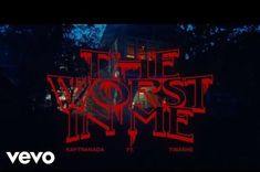 the worst in me logo on a dark background with red lettering that reads,'the worst