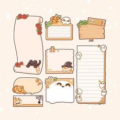 an assortment of paper with cute animals on it