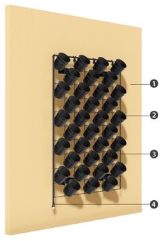 an image of a wine rack with many cups hanging from it's side wall