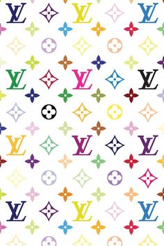 colorful louis vuitton pattern on white background