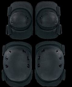 four pairs of knee pads with holes on each side and black leather linings for protection