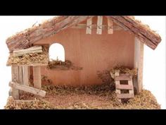 a bird house made out of wood shavings