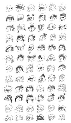 an image of various faces drawn in black and white