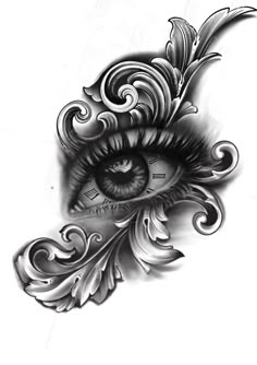 an eye with ornate designs on it and the word love written in front of it