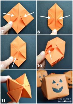 instructions to make an origami pumpkin box