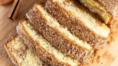 slices of cinnamon bread on a cutting board