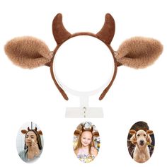 PRICES MAY VARY. 🐮Realistic Appearance - The unique cow ears headband with two cute cow horns and fluffy skin-friendly cow ears design that is simple yet shows off your unique aesthetic. The understated color makes the headband a great Halloween and Christmas costume accessory to make your hair more eye-catching. 🐮Soft and sturdy - Highly elastic hairband wrapped in soft fabric, the comfortable touch of the ears makes you feel like you are stroking real animal hair, wider cow headband design m Animal Ear Headband, Cow Ears Headband, Cow Headband, Donkey Costume, Headband Design, Cow Ears, Cow Costume, Fluffy Cows, Cow Horns