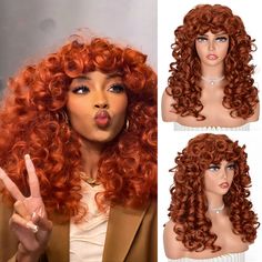 Ginger Afro Wig, Curly Copper Hair, Long Curly Afro, Wigs For Black Women Long, Red Curly Wig, Curly Wigs For Black Women, Ivy Costume, Curly Afro Wig, Black Curly Wig