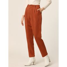 The soft and breathable touch of the pants with slight stretchy, is easy to match with an OL blouse or casual tops for fall and winter days. Charm all day long in these casual, high waist pants available in straight legs long pants designs. It is versatile to match with a casual blouse, formal business button-down shirt, or elegant sweater; and paired with high heels or boots can show your delicate collocation. Elegant Sweater, Suede Pants, Formal Business, Pants Design, Straight Leg Trousers, Winter Days, Casual Blouse, Waist Pants, Long Pants