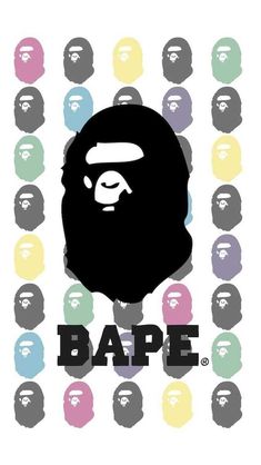 an image of a gorilla face with the word bape on it