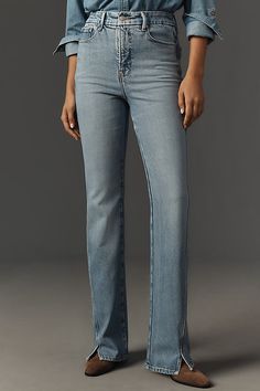 Denim, decoded: We’re digging denim in every corner of our closet. The Good American Good Curve Bootcut Jeans feature a high rise and bootcut with a contour seam designed to enhance your shape. | Curve High-Rise Bootcut Jeans by Good American in Blue, Women's, Size: 10, Tencel/Ecovero at Anthropologie Body Positive Fashion, High Rise Bootcut Jeans, Khloe Kardashian, Good American, 50 Fashion, Body Positivity, Bootcut Jeans, The Good, Anthropologie