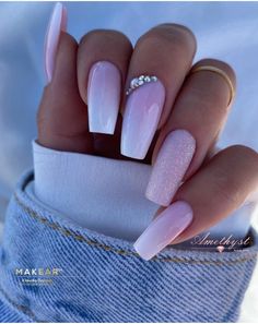 Ombre pink and white nails Nail Designs For Brides, Pink Nails French Tip, Elegant Wedding Nails For Bride, Wedding Nail Designs, Elegant Wedding Nails, Nails For Bride, Wedding Nail, Wedding Nails For Bride