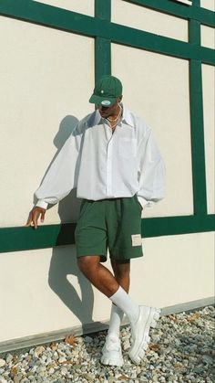 Artsy Aesthetic Outfits Men, Miami Fits Men, Japanese Summer Outfits Men, Mens Clothing Styles Summer 2024, Street Poses Men, Colourful Outfits Men, Funky Outfits Men, Monochrome Outfit Men, Green And White Outfit