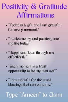 a poster with the words positive and grateful affirmations