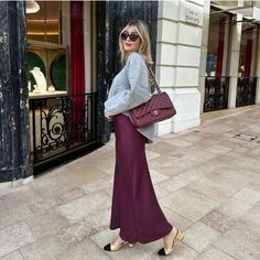 Shop delltorquay's closet or find the perfect look from millions of stylists. Fast shipping and buyer protection. New with tag Blogger favorite Midi skirt with a mid waist made of 100% viscose. A-line silhouette. Hidden in-seam zip closure. Color Burgundy OUTER SHELL 100% viscose 9434/965 806 Zara Satin Skirt, Burgundy Work Outfit, Burgundy Maxi Skirt Outfit, Burgundy Satin Skirt, Wine Red Skirt Outfit, Burgundy Silk Skirt Outfit, Burgundy Skirt Outfit Winter, Burgundy Satin Skirt Outfit, Burgundy Vest Outfit