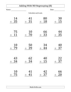 worksheet for adding numbers to the number line with no regrouping 1