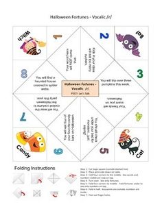 the halloween fortuner card game is shown in this graphic file, with instructions to make it