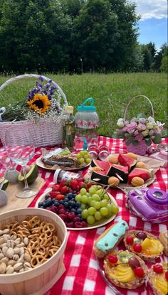 a picnic table filled with lots of food